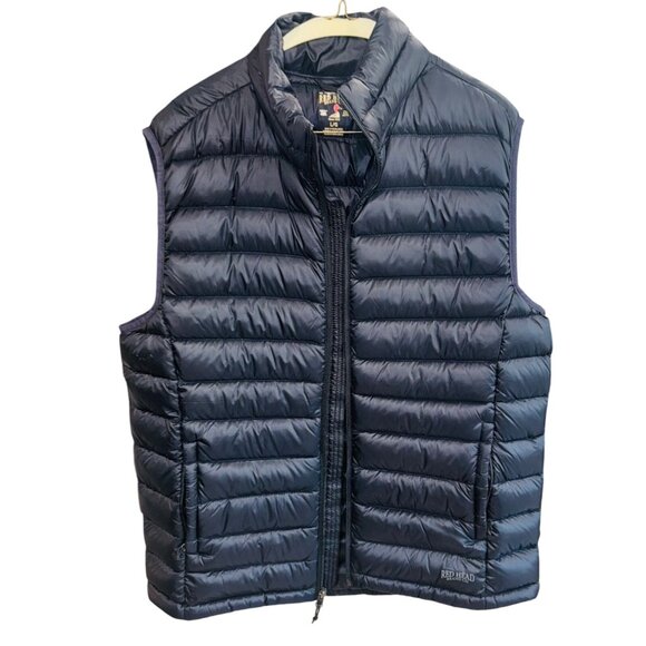 Red Head Mens Puffer Vest L/G Nylon Duck Down Feathers Black Outdoors Packable - Picture 2 of 10